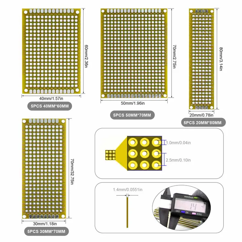 20pcs/lot PCB Prototype Board  - огляд і ціна Perfboard